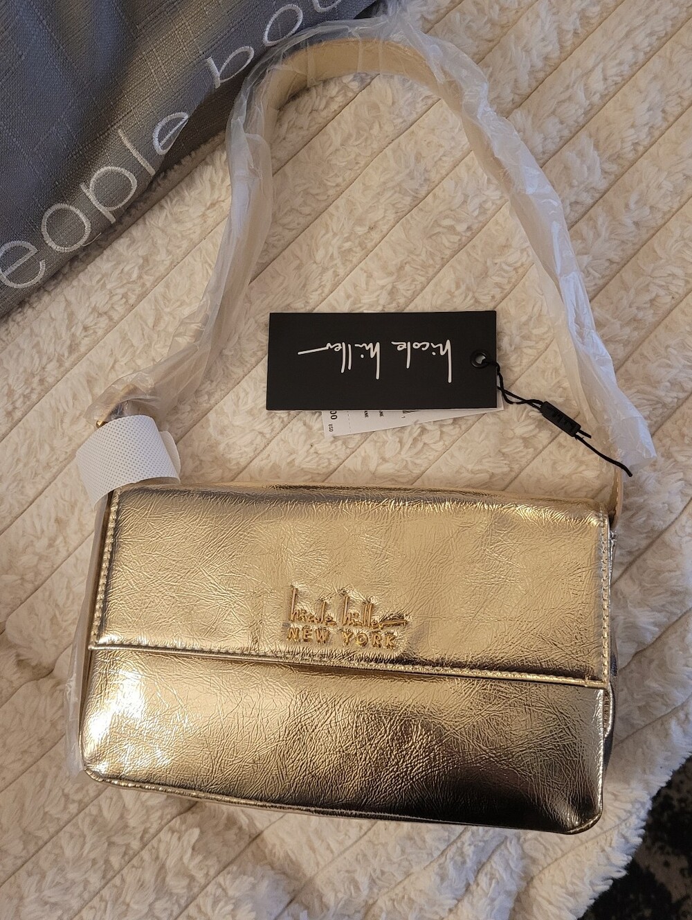 Nicole Miller Metallic Gold Crossbody Bag